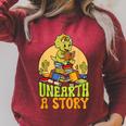 Summer Reading Teacher Unearth a Story Library Book Lover Raglan Sleeve Sweatshirt Heather Dust