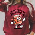 Support Your Local Indie Bookstore Book Cute Character Raglan Sleeve Sweatshirt Heather Dust