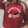 Support Your Local Library Guinea Pig Book Reader Raglan Sleeve Sweatshirt Heather Dust