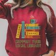 Support Your Local Library Librarian And Book Reader Graphic Raglan Sleeve Sweatshirt Heather Dust