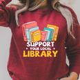 Support Your Local Library Vintage Book Lover Raglan Sleeve Sweatshirt Heather Dust