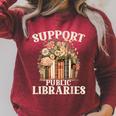 Support Public Libraries Floral Bookshelf Raglan Sleeve Sweatshirt Heather Dust