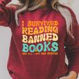I Survived Reading Banned Books Read Librarian Men Women Raglan Sleeve Sweatshirt Heather Dust
