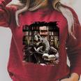 T-Rex Dinosaur Reading Books In Book Library Bookstore Raglan Sleeve Sweatshirt Heather Dust