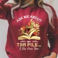 TBR Pile Bookworm Reading Books For a Book Lover Raglan Sleeve Sweatshirt Heather Dust