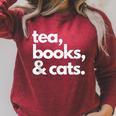 Tea Books And Cats Cat Mom Mum Mama Dad Reading Lover Book Raglan Sleeve Sweatshirt Heather Dust