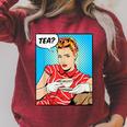 Tea Pop Art Comic Book Cartoon Tea Party Tea Lover Drinking Raglan Sleeve Sweatshirt Heather Dust