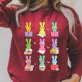 Teacher Easter Reading Bunnies Book Lover Bunny Raglan Sleeve Sweatshirt Heather Dust