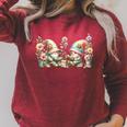 Teacher Gnome Motif Floral Stack Of Books Decor Cute Reading Raglan Sleeve Sweatshirt Heather Dust