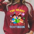 Teacher Heart Text Book For Men Women Raglan Sleeve Sweatshirt Heather Dust