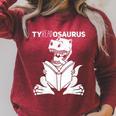 Teachersaurus Dinosaur Reading Book Reader Men Women Kids Raglan Sleeve Sweatshirt Heather Dust