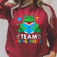 Team Pre-School Reading Frog Back To School Book Lover Raglan Sleeve Sweatshirt Heather Dust Team Pre-School Reading Frog Back To School Book Lover Raglan Sleeve Sweatshirt Heather Dust