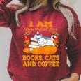 I Am Thankful For Books Cats And Coffee Thanksgiving Raglan Sleeve Sweatshirt Heather Dust