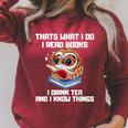 Thats What I Do Read Books Drink Tea Know Things Owl Raglan Sleeve Sweatshirt Heather Dust