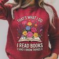 That’s What I Do I Read Books And I Know Things Floral Book Raglan Sleeve Sweatshirt Heather Dust