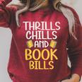 Thrills Chills And Books Bills Thriller Raglan Sleeve Sweatshirt Heather Dust