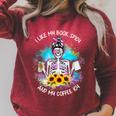 Tie-Dye Messy Bun Skull I Like My Books Spicy & My Coffee Raglan Sleeve Sweatshirt Heather Dust