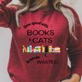 Time Spent With Books & Cats Is Never Wasted Raglan Sleeve Sweatshirt Heather Dust