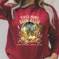 Tired Moms Book Club Cozy Night Coffee Reading Cat Raglan Sleeve Sweatshirt Heather Dust