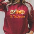 Tis The Season Fall Reading Books Football Pumpkin Apple Pie Raglan Sleeve Sweatshirt Heather Dust