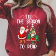 Tis The Season To Read Christmas Reindeer Book Reading Fan Raglan Sleeve Sweatshirt Heather Dust