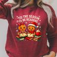 ’Tis The Season To Be Reading Book Lover Raglan Sleeve Sweatshirt Heather Dust