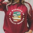 My Weekend Is Totally Booked Book Lover Men Women Kids Raglan Sleeve Sweatshirt Heather Dust