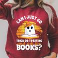 Trick Or Treating Ask For Books Halloween Book Lover Reading Raglan Sleeve Sweatshirt Heather Dust