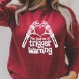 You Had Me At Trigger Warning Skeleton Book Reading Lover Comfort Colors Crop Top Raglan Sleeve Sweatshirt Heather Dust