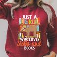 Tropical Zoo Animal Books Reading Sleeping Sloth Girl Raglan Sleeve Sweatshirt Heather Dust