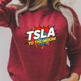 TSLA To The Moon Comic Book Style Splash Raglan Sleeve Sweatshirt Heather Dust