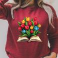 Tulips Flowers Book Floral Raglan Sleeve Sweatshirt Heather Dust