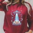 UFO Abducting Book Take Me To Your Readers Sci-Fi Raglan Sleeve Sweatshirt Heather Dust
