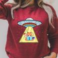 Ufo Abduction Red Panda Reading Book Raglan Sleeve Sweatshirt Heather Dust