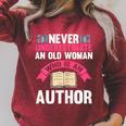 Never Underestimate An Old Woman Author Write Book Raglan Sleeve Sweatshirt Heather Dust