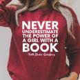 Never Underestimate The Power Of A Girl With A Book RGB Raglan Sleeve Sweatshirt Heather Dust