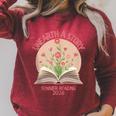 Unearth a Story 2026 Summer Reading Program Flowers Book Raglan Sleeve Sweatshirt Heather Dust