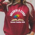 Unearth a Story 2026 Summer Reading Program Tree Book Raglan Sleeve Sweatshirt Heather Dust