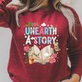 Unearth A Story Library Book Reading Program 2026 Summer Raglan Sleeve Sweatshirt Heather Dust