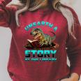 Unearth A Story At The Library Dinosaur Reading Raglan Sleeve Sweatshirt Heather Dust
