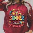 Unearth a Story Summer 2026 Summer Reading Program Book Premium Tri-Blend Raglan Sleeve Sweatshirt Heather Dust