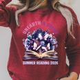 Unearth a Story Summer Library Reading 2026 Butterfly Book Raglan Sleeve Sweatshirt Heather Dust