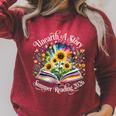 Unearth A Story Summer Reading 2026 Flower Butterfly Book Premium Tri-Blend Raglan Sleeve Sweatshirt Heather Dust