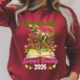 Unearth A Story T Rex Reading Book Floral Summer Reading Raglan Sleeve Sweatshirt Heather Dust