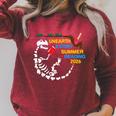 Unearth a Story T-Rex Reading a Book Summer Reading 2026 Raglan Sleeve Sweatshirt Heather Dust