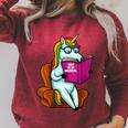 Unicorn Librarian For A Teacher Reading Book In School Raglan Sleeve Sweatshirt Heather Dust
