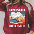 Unpaid Book Critic Book Reader Bookworm Vintage Raglan Sleeve Sweatshirt Heather Dust