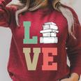 Valentines Day Book Lover Reading Raglan Sleeve Sweatshirt Heather Dust