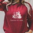 Vigila Et Ora Skull On Books Latin Raglan Sleeve Sweatshirt Heather Dust