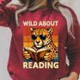 Vintage Cheetah Reading Book Wild About Reading Shirts Boys Raglan Sleeve Sweatshirt Heather Dust